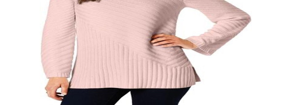Charter Club Women's Mixed Stitch Mock Neck Sweater Pink Size XX-Large