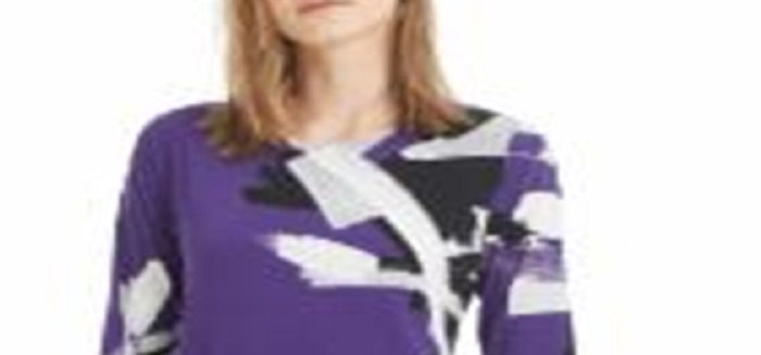 Alfani Women's Printed Swing Top Purple Size Petite L