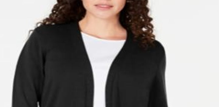 Karen Scott Women's Open Front Cardigan Black Size Petite XL