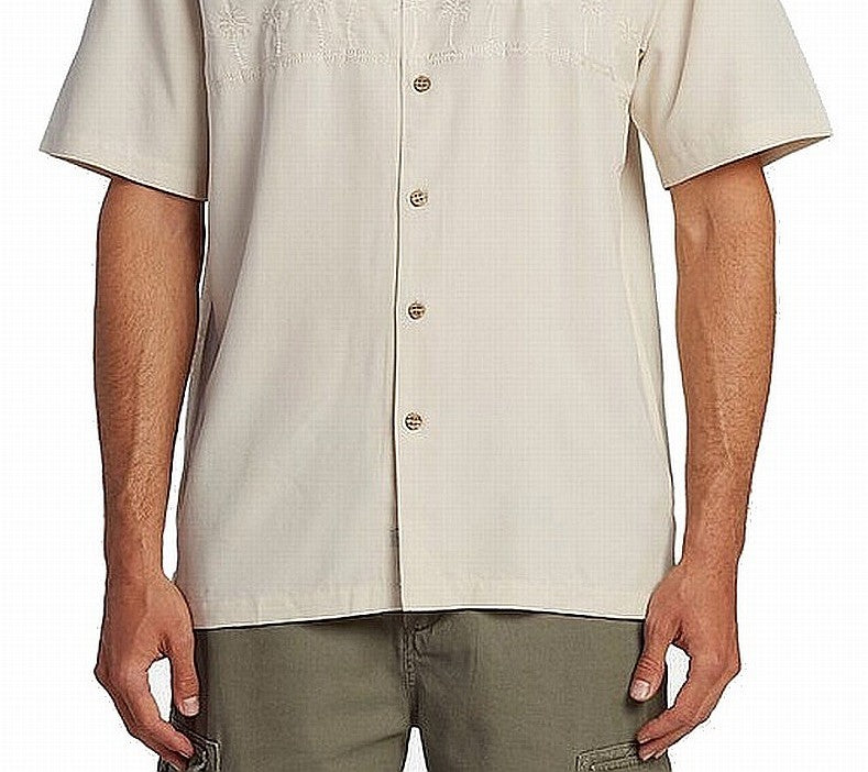 Quiksilver Men's Tahiti Palms Graphic Shirt Gray Size Medium