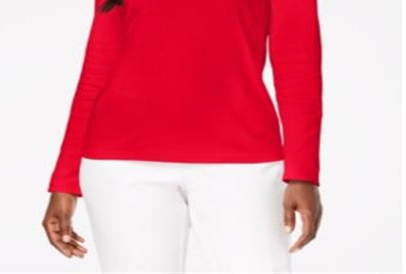 Karen Scott Women's Cotton Scoop Neck Top Red Size X-Large