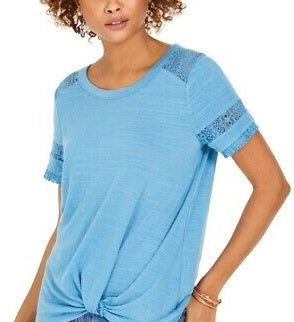 Style & Co Women's Lace Inset Top Purple Size X-Small