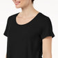 JM Collection Women's T-Shirt Scoop-Neck Top Solid Black Size S