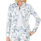 Charter Club Women's Floral Jacquard Denim Jacket Blue Size Large