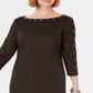 Karen Scott Women's Boat Neck Studded Dress Brown Size Petite Medium
