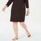 Karen Scott Women's Boat Neck Studded Dress Brown Size Petite Medium