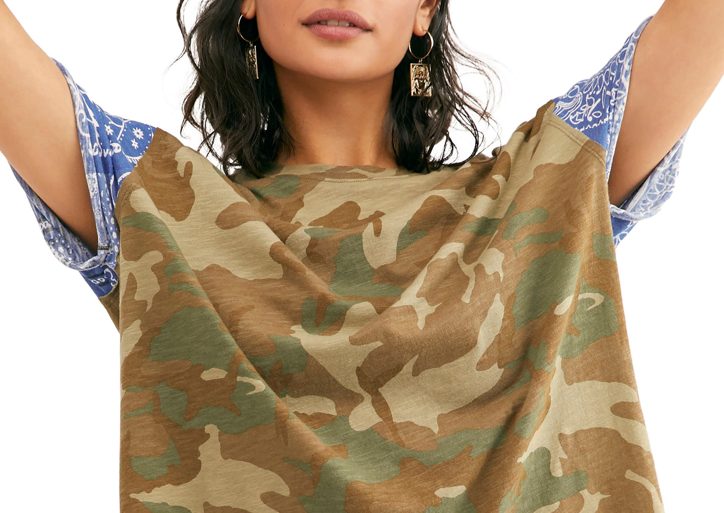 Free People Women's Clarity Camo T-Shirt Green Size X-Small