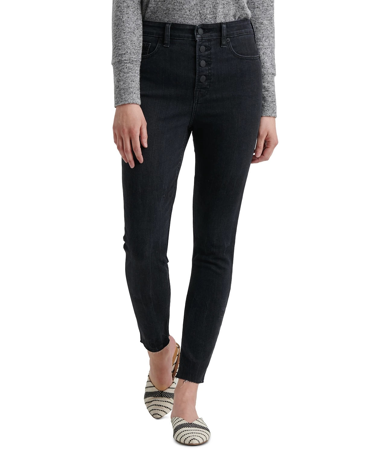 Lucky Brand Women's Bridgette Button-Fly Skinny Jeans Black Size 26