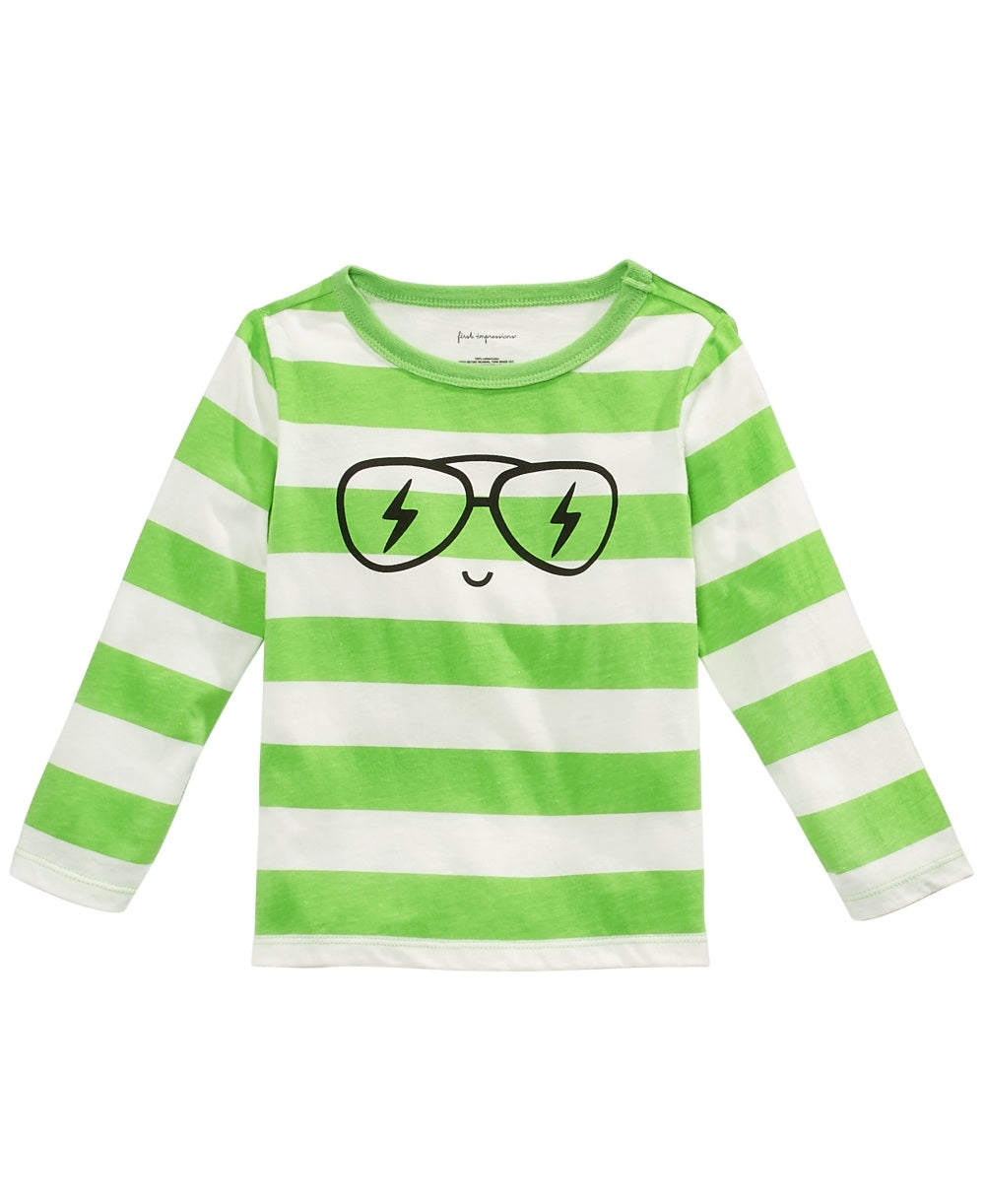 First Impressions Toddler Boy's Striped Face Print Cotton T-Shirt Green Size 3T