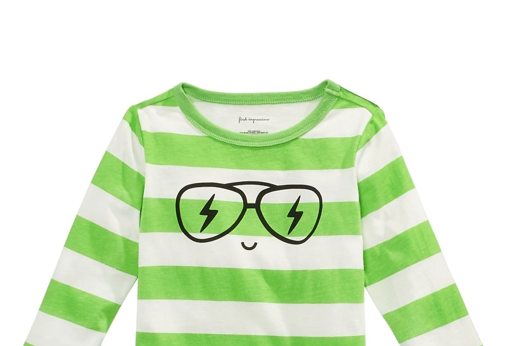 First Impressions Toddler Boy's Striped Face Print Cotton T-Shirt Green Size 3T