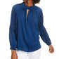 Current Air Women's Tie-Neck Blouse Dark Blue Size Small