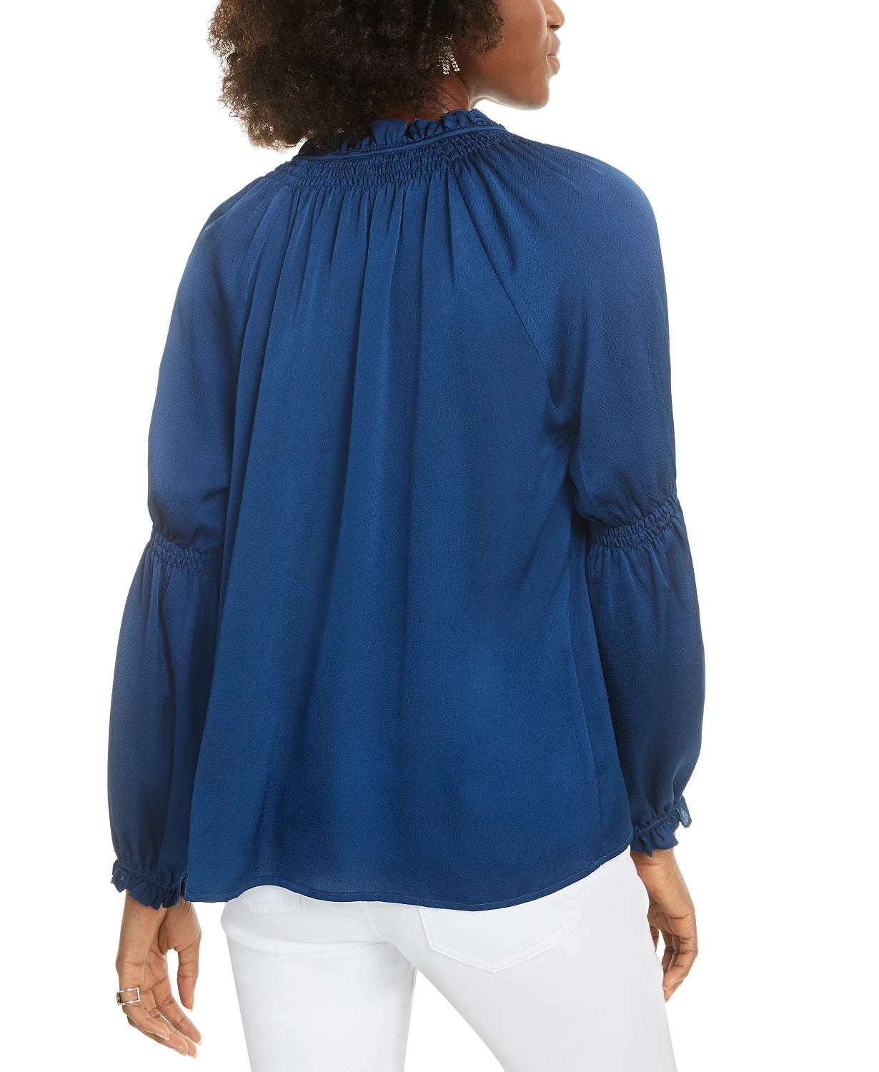 Current Air Women's Tie-Neck Blouse Dark Blue Size Small