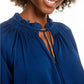 Current Air Women's Tie-Neck Blouse Dark Blue Size Small