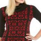 Nine West Women's Floral Tile Double Jacquard Sweater Dress Black Size Small