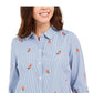 Charter Club Women's Printed Woven Shirt Blue Size XX-Large