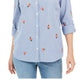 Charter Club Women's Printed Woven Shirt Blue Size XX-Large