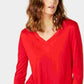 INC International Concepts Women's Sheer Trim Basic T Shirt Red Size Medium