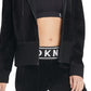 DKNY महिला स्पोर्ट्स लोगो कफ ज़िपर हूडी काले रंग में, साइज़ S