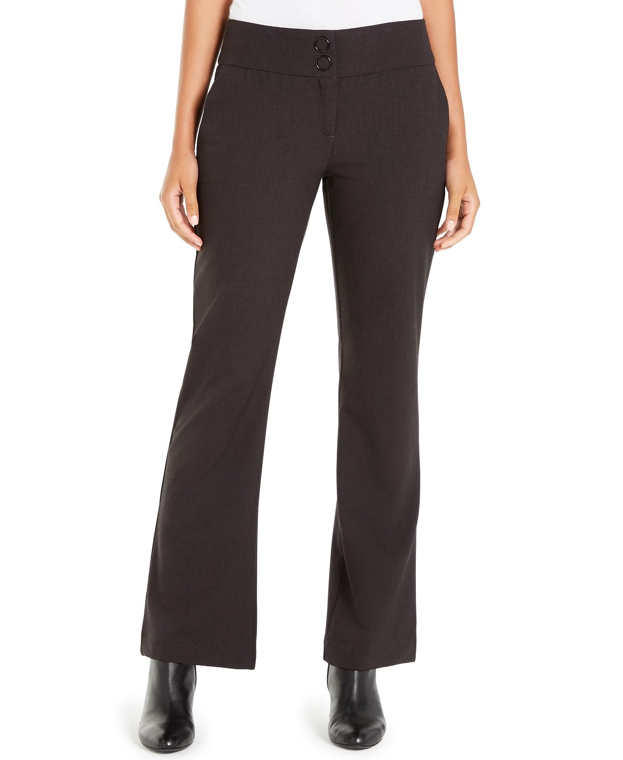 Alfani Women's Snap-Waist Tummy-Control Trousers Dark Gray Size 14