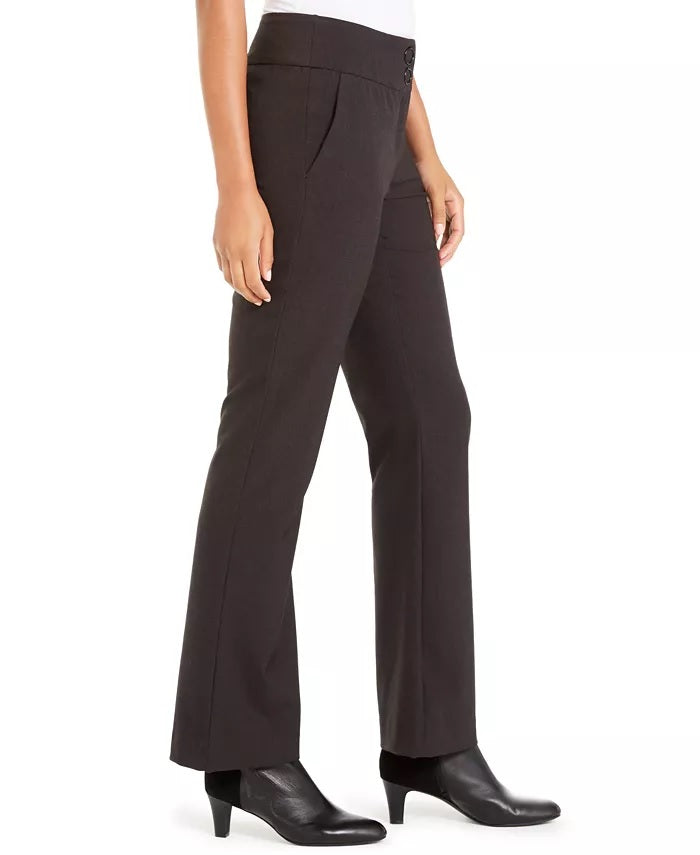 Alfani Women's Snap-Waist Tummy-Control Trousers Dark Gray Size 14