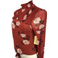 American Rag Shirt Blouse Floral Juniors Womens Smocked Neck Chili Pepper Red Size M