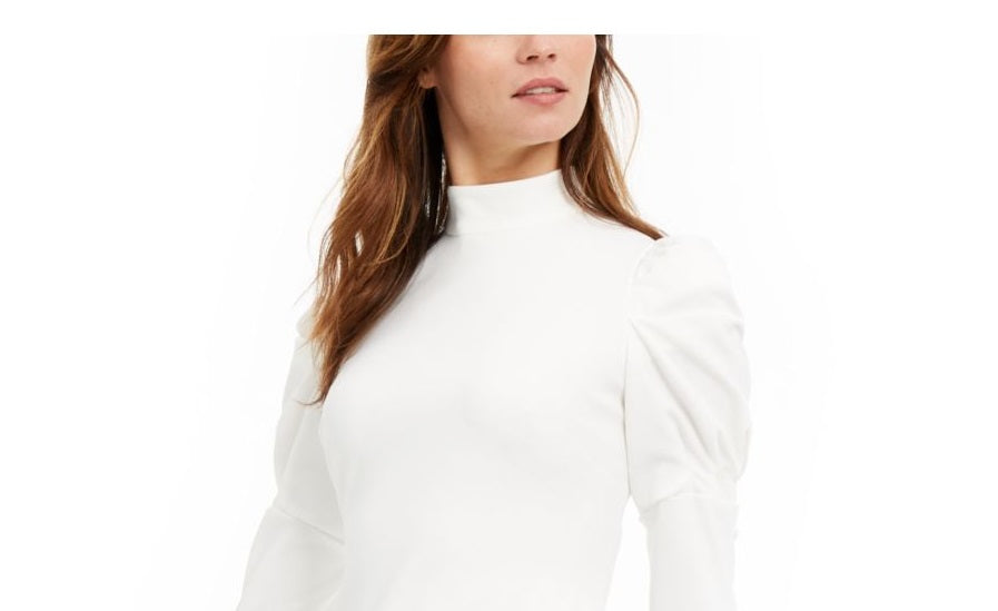 Calvin Klein Women's Puff Shoulder Dress White Size 12