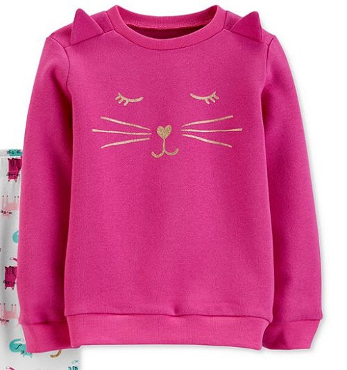 Carter's Toddler Girls 2-Pc. Cat Top & Cat-Print Leggings Set Purple Size 4T SLIM
