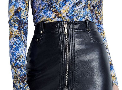 Guess Women's Faux Leather Mini Pencil Cocktail Skirt Black Size 8