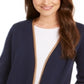 Charter Club Women's Milano Cotton Completer Sweater Blue Size Petite