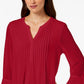 Charter Club Women's Double Ruffle Solid Pintuck Top Red Size XX-Large