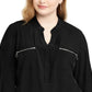 NY Collection Women's Zip Pocket Utility Shirt Black Size 1X