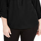 NY Collection Women's Zip Pocket Utility Shirt Black Size 1X