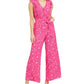 Charter Club Women's Printed Belted Jumpsuit Pink Size 8
