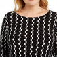 Alfani Women's Plus Size Printed V-Hem Top  Black Size 0X