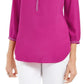 JM Collection Women's Pleated Back Blouse Pink Size X-Large