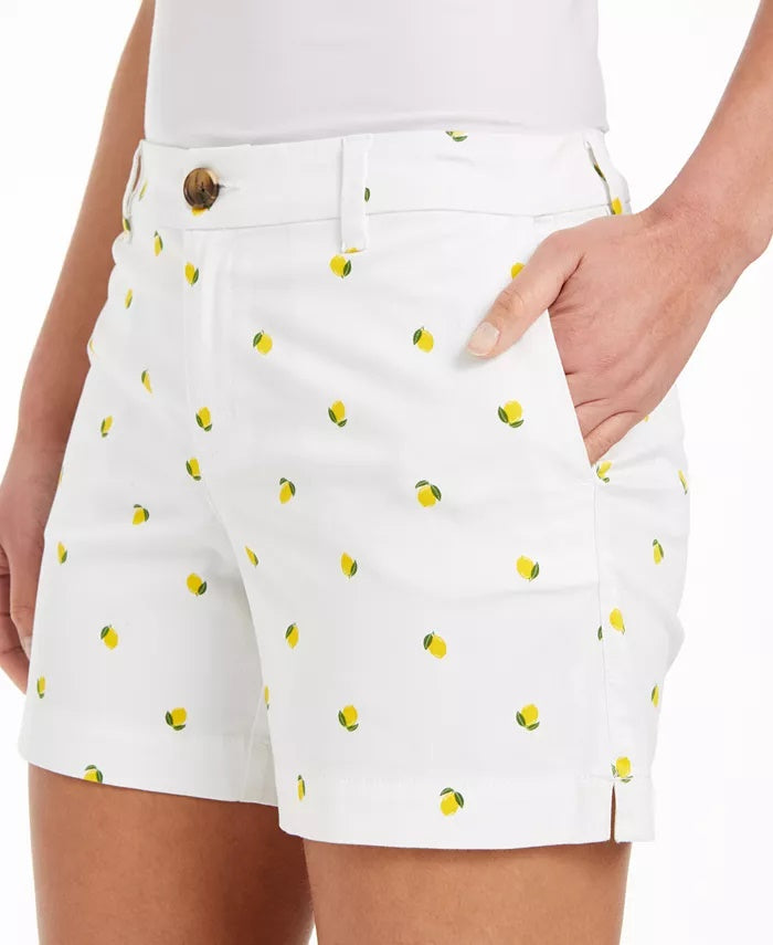 Style & Co Women's Lemon-Print Shorts White Size 4