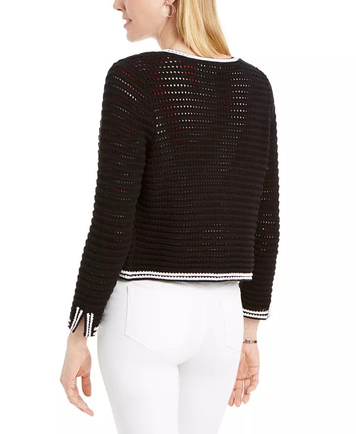 Charter Club Women's Pointelle Sweater Black Size X-Small