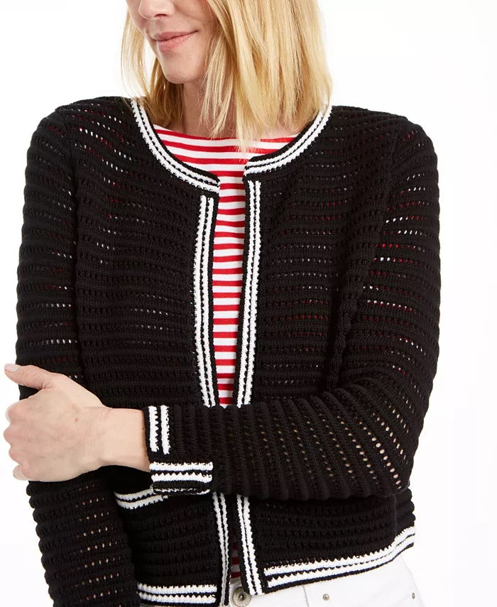 Charter Club Women's Pointelle Sweater Black Size X-Small