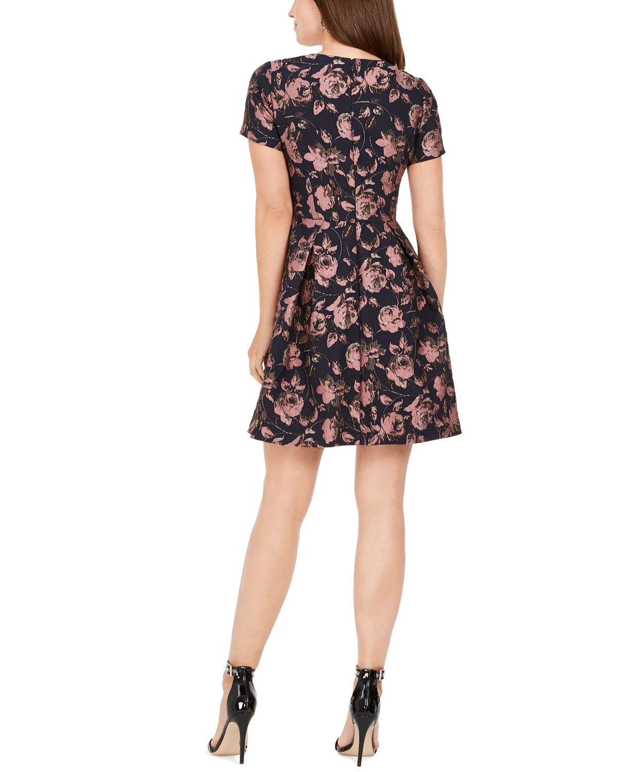 Vince Camuto Women's Floral Jacquard Fit & Flare Dress Pink Size 4