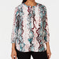 JM Collection Women's Half-Placket Blouse  Green Size X-Large