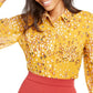 Alfani Women's Animal Print Shirt Yellow Size Petite Small