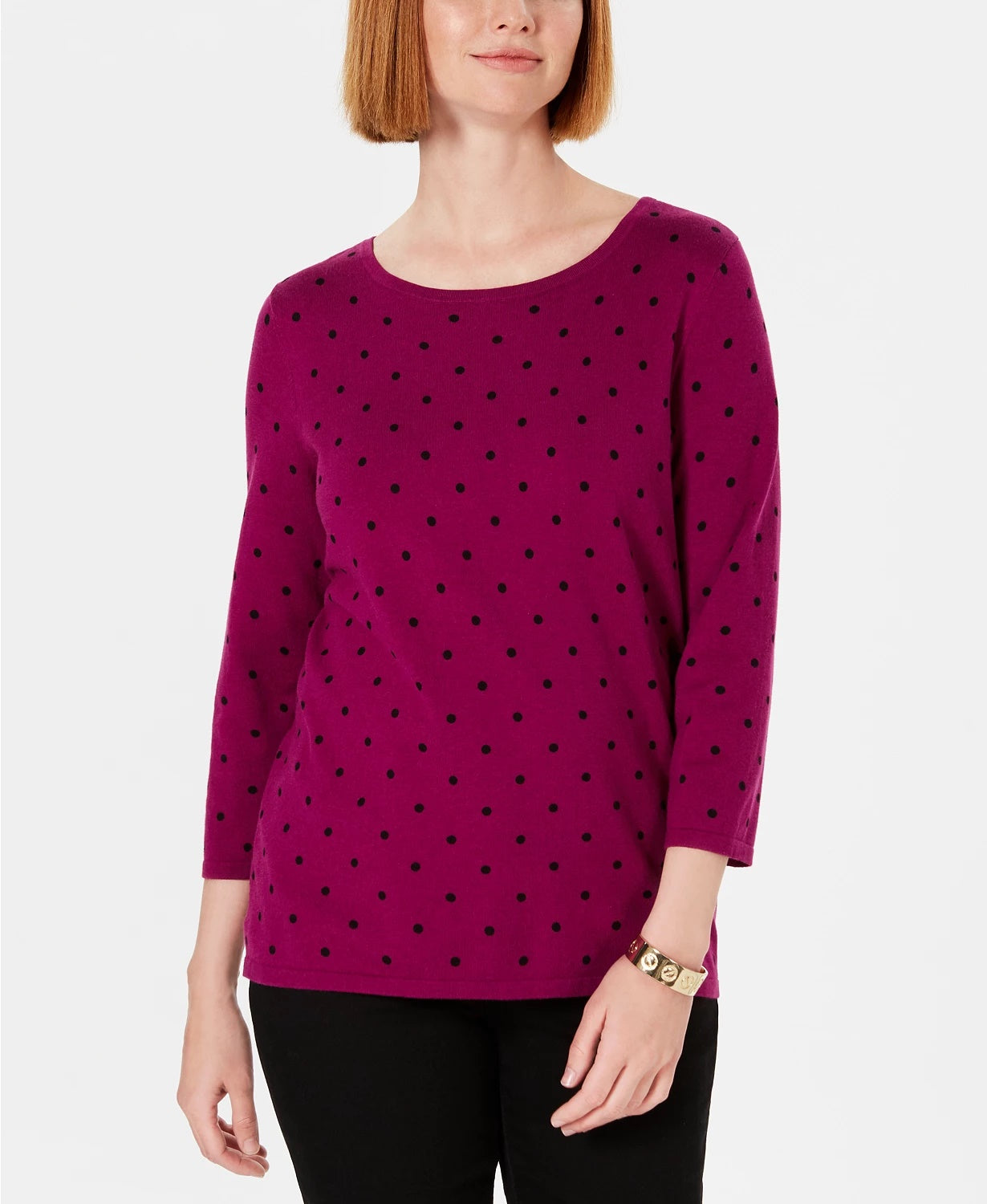 Karen Scott Women's Dot Dream Sweater Red Size Medium