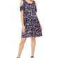 Style & Co Women's Printed Cold-Shoulder Swing Dress Navy Size X-Small