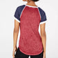 Crave Fame Juniors' Lace-Up Raglan T-Shirt Brown Size Small