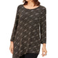 JM Collection Women's Petite Metallic Asymmetrical Top Black Size Petite Small-Medium