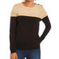 Charter Club Women's Metallic Colorblocked Crewneck Sweater Beige Size Small