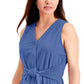 Charter Club Women's Tie Front Sleeveless Top Blue Size Medium