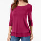 Style & Co Women's Chiffon-Hem Top Pink Size X-Small
