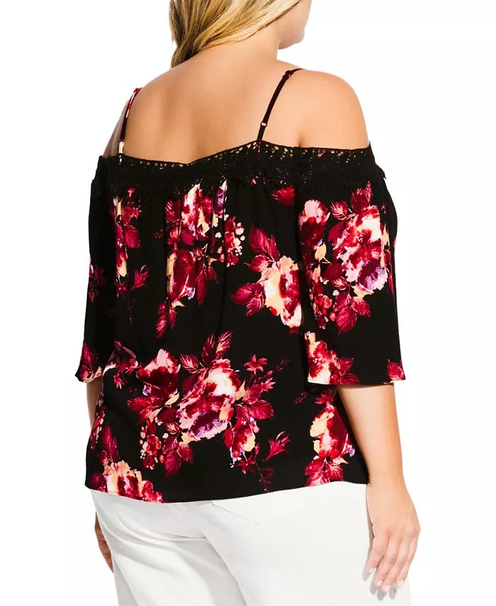 City Chic Women's Trendy Plus Size Cold-Shoulder Top Black Size 18W