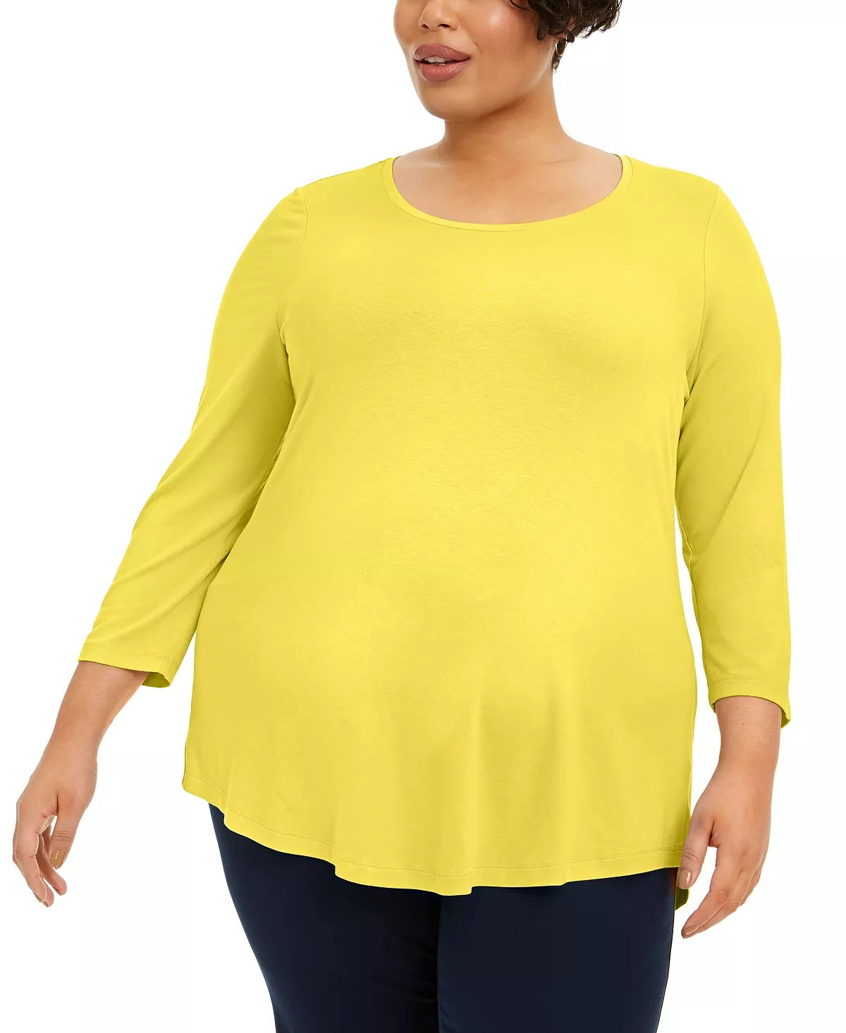 JM Collection Women's Scoop Neck Top Yellow Size X-Large